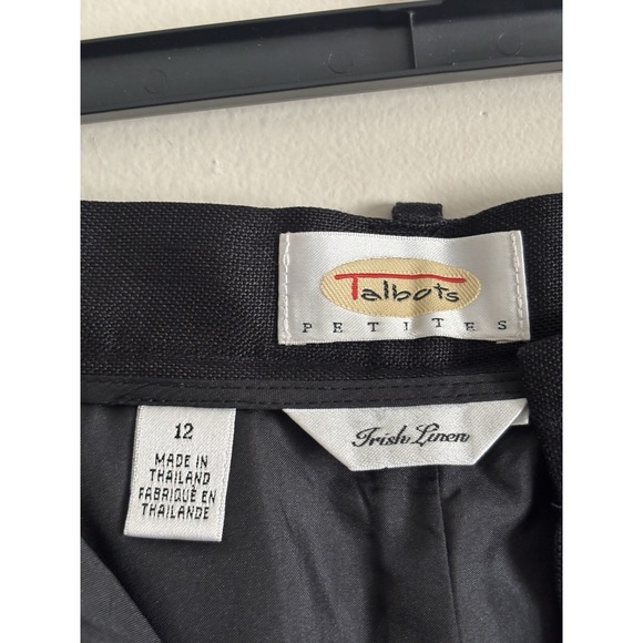 Talbots Size 12 100% Irish Linen Pants Black Trousers Fully Lined Preppy Summer - Picture 2 of 5